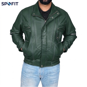 Professional Manufacturer Made Winter Warm Men's High Street Vintage Leather <b>Biker</b> <b>Jacket</b> Eco-Friendly Waterproof Front - Product Image 4