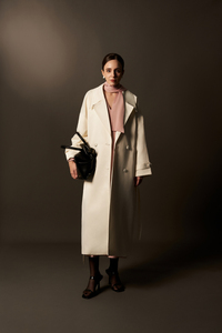 Robe longue d'hiver élégante en taffetas de coton et soie pour femme, à double boutonnage et col en V - Product Image 6