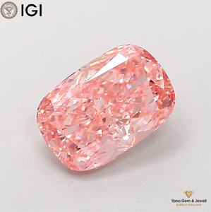Bague pour femme en diamant CVD cultivé en laboratoire, taille coussin, 2,51 carats, certifié IGI, clarté VVS2, couleur rose vif fantaisie, pour usage quotidien - Product Image 1