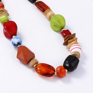 Fashion Vintage Geometric Resin Beaded <b>Necklace</b> Set Colorful Handmade <b>Statement</b> Jewelry Unisex Boho Chic Party Wear Accessories - Product Image 4