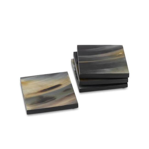 Posavasos de cuerno de búfalo Posavasos de piedra de forma cuadrada y redonda hechos a mano de posavasos de cuerno de búfalo pulido de artesanía creciente - Product Image 2
