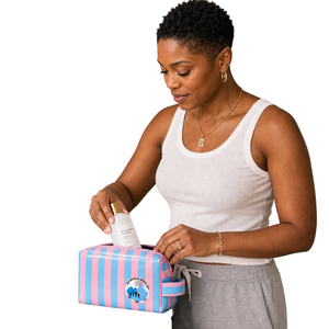 Stripe <b>Toiletry</b> Bag Travel Cosmetic Organizer Zipper <b>Storage</b> Pouch Portable Beauty Case Daily Essentials Carry Bag Use - Product Image 4