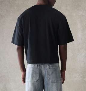 Camiseta Oversize Negra Personalizada para Hombre, Estilo Boxy, OEM, de Alta Calidad, Casual, Streetwear, Lisa, Marca Privada, Venta al Por Mayor - Product Image 2