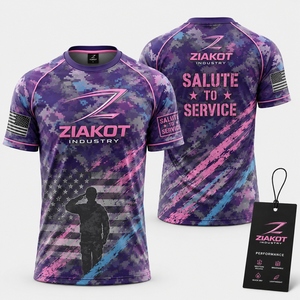 เสื้อยืด ZIAKOT รุ่นใหม่ ดีไซน์พิเศษสำหรับผู้ชาย ลายพรางสีชมพู-ฟ้าอ่อน รุ่น Performance Salute To Service - Product Image 1