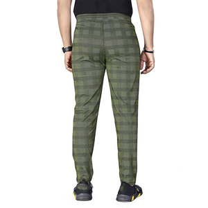 Men High <b>Waist</b> Checkered Casual <b>Trousers</b> Polyester Cotton Blend Breathable Midweight <b>Elastic</b> <b>Waist</b> Autumn Wear - Product Image 2