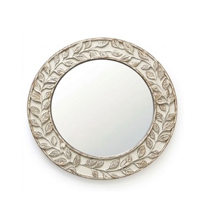 Rectangular Wooden Wall <b>Mirror</b> with Beaded <b>Ball</b> Frame in Antique Walnut Finish Decorative Design for Home Interior - Product Image 2