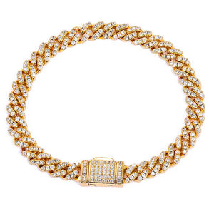 Pulsera de Cadena de Diamantes Chapada en Oro y Rodio sobre Plata 925 para Hombre, Corte Brillante Redondo, Micro Pavé, Geométrica, de Lujo, para Uso Diario - Product Image 3