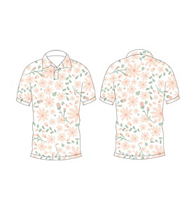 Men’s White <b>Peach</b> Floral Print Polo Shirt Casual Short Sleeve Summer Fashion <b>Top</b> - Product Image 3