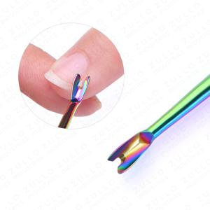 เครื่องมือทำความสะอาดเล็บแบบสองด้านเคลือบไทเทเนียมสีรุ้ง ทำจากสแตนเลสสตีล สำหรับดูแลเล็บมือและเล็บเท้าอย่างมืออาชีพ - Product Image 4