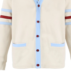 Kankakee for Wool Cashmere V Neck Winter Fleece <b>Cardigan</b> Knit Sweater Front <b>Pockets</b> Embroidered Logo Patch Soft Cozy Style - Product Image 5