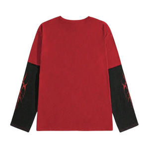 T-shirt Homme Rouge Double Couche à Manches Longues – Vente en Gros – Tenue Décontractée d'Été pour le Jogging – T-shirts Imprimés Double Couche - Product Image 2