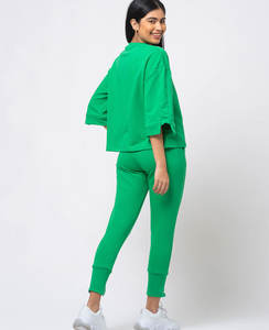 Conjunto de 2 piezas de moda informal de talla grande con logotipo personalizado, sudadera para correr, pantalones de chándal, chándales transpirables de algodón para mujer - Product Image 6