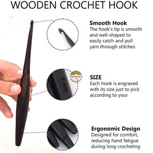 Wooden Crochet Hooks <b>Set</b> of 7 for Knitting Crocheting Sizes Engraved Rosewood Wooden Handicrafts Great Gift Item by AYAANS - Product Image 2