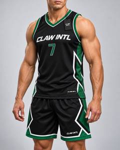 Conjunto de Uniforme de Baloncesto para Hombre Claw Intl, Negro y Verde, Impresión por Sublimación, Transpirable, Poliéster, Talla Adulto - Product Image 2