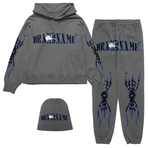 Conjunto de Sudadera con Capucha y Pantalones Deportivos Extra Grandes de Felpa para Hombre, Estilo Vintage, Lavado Desgastado, Ropa Deportiva Urbana, con Logotipo Personalizado, Gorro, Atuendo de Invierno, Tallas S-4XL - Product Image 1