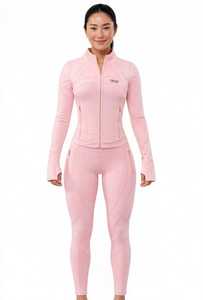 ONETEN APPAREL Chaqueta de yoga blanca para mujer con media cremallera, top corto de manga larga, transpirable, atlética, con logo frontal - Product Image 3