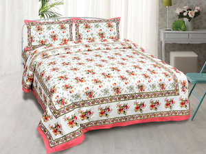 Drap plat en coton imprimé de Jaipur, 200 fils, toutes saisons, écologique, doux pour la peau, taille complète - Product Image 1