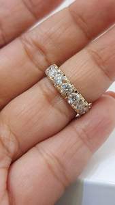 Bague empilable en diamant rond cultivé en laboratoire pour femmes, or massif 14 carats, bague surprise, cadeau de fiançailles moderne pour petite amie - Product Image 2