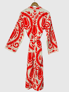Veste en velours brodée de fleurs orange, col mandarin, manches longues, style Prairie Chic, grande taille, vêtements d'hiver pour femmes - Product Image 2