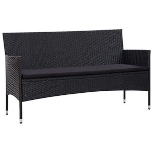 Conjunto de Sofá de Jardín, Ratán Sintético Negro, Fundas Extraíbles, Muebles de Exterior para 4 Personas, Diseño Contemporáneo - Product Image 4