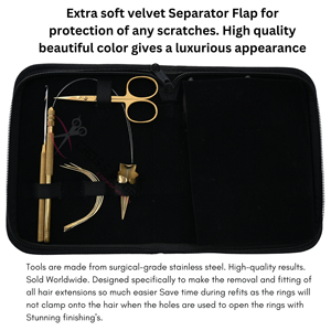 Gold Hair Extension Tools Kit with Microlink Removal <b>Plier</b> <b>Small</b> Salon Trimmer Hair Divider Ring Hand-Tied Weft Needles Finger - Product Image 5