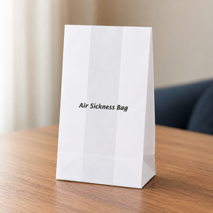 Air Sickness Bag Eco-Friendly <b>Biodegradable</b> Luxury Standard Flat White <b>Paper</b> Disposable Offset Printing Self Adhesive Seal - Product Image 1