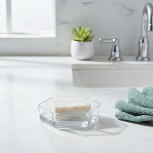 [Holar] Porte-savon hexagonal géométrique moderne en acrylique transparent anti-moisissure fabriqué à Taïwan pour salle de bain et hôtel - Product Image 4