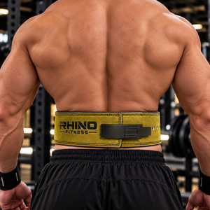 Ceinture de musculation ajustable en néoprène vert olive Rhino Fitness, soutien lombaire enveloppant, ceinture de maintien pour adultes - Product Image 4