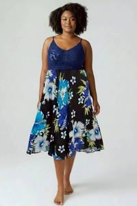 Women's Halter Neck Floral Print Knee-Length A-Line <b>Loose</b> Rayon Natural Waist Bohemian Casual Eco-Friendly Breathable <b>Dress</b> - Product Image 3
