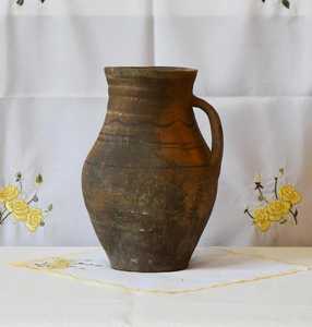 Vase antique en terre cuite, récipient rustique en poterie, carafe en argile vintage, décoration décorative style ferme Wabi Sabi pour la maison - Product Image 1