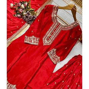 Conjunto de Traje de Fiesta para Mujer de Diseñador con Hermoso Dupatta y Pantalón - Product Image 4