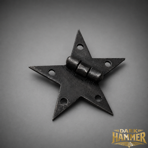 Bisagra de puerta de hierro forjada a mano con diseño en forma de estrella y tornillos para puertas de madera, armarios y portones. - Product Image 1