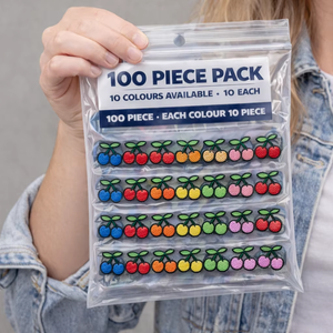 100 Parches Termoadhesivos Mini Bordados de Cereza, 10 Colores, 10 Unidades de Cada Color – Lindos Apliques DIY de Frutas para Ropa, Camisetas, Vestidos - Product Image 1