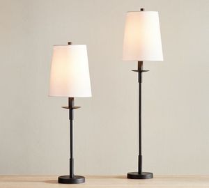 Lampe de table en métal noir KS International, abat-jour en tissu, fabrication artisanale, écologique, durable, moderne, chambre à coucher, salon, décoration de la maison - Product Image 2