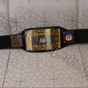 Cinturón de Campeonato de Lucha Libre Metálico NWA Mid America World Wide Grappling, Juego de Guantes de Boxeo y Bolsa - Product Image 4