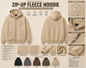 Unisex <b>White</b> Hooded <b>Zip</b>-<b>Up</b> Sweatshirt Oversized Fit 100% Cotton Fleece Eco-Friendly Pocket Casual Solid Design Front Logo Winter - Product Image 3