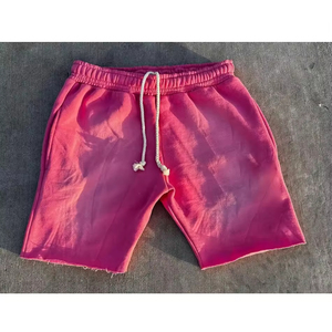 กางเกงขาสั้นผ้าฝ้ายหนานุ่ม 100% รุ่นใหม่ปี 2026 แบบผูกเชือก สไตล์ฝรั่งเศส สำหรับผู้ชาย แฟชั่นสตรีทแวร์ วินเทจ ล้างสีแบบแอซิดวอช - Product Image 1