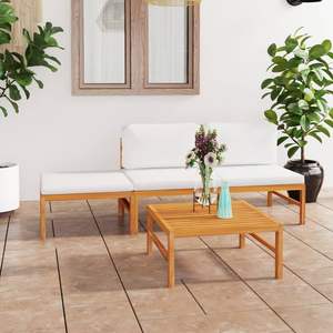 Conjunto de Muebles de Jardín de Madera de Teca Crema Sólida, Resistente para Uso en Exteriores - Product Image 1