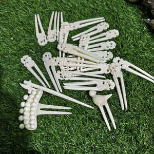 Épingle à cheveux en os de buffle blanc naturel, sculptée à la main, accessoire de coiffure design au meilleur prix - Product Image 6