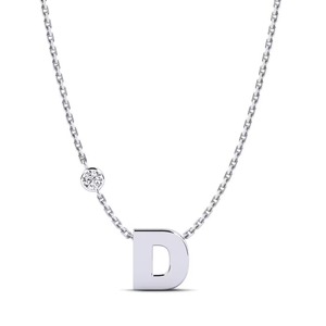 Pendentif lettre D avec breloque diamant rond, argent 925, moissanite, pendentif classique unisexe tendance - Product Image 1