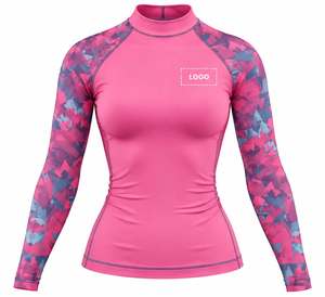 Camiseta Deportiva de Manga Larga con Cuello Alto y Estampado Geométrico para Mujer, de Secado Rápido, Tejido de Spandex y Poliéster, con Logotipo Frontal - Product Image 1