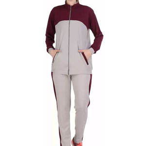 Ensemble de survêtement décontracté 2 pièces zippé pour femme, personnalisé, de haute qualité, couleur unie - Product Image 3