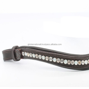 Bande de sourcils de cheval en cuir rembourré de qualité supérieure avec de grands cristaux ronds pierres de diamant chaîne bling bride bande de sourcils pour chevaux - Product Image 6