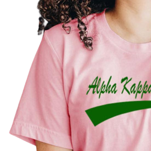 Camiseta AKA Tail, color rosa claro y verde, con estampado gráfico, cuello redondo, manga corta, informal, de algodón, para hermandades - Product Image 4