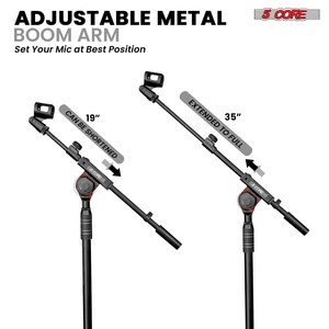 Support de microphone 5 tiges, 2 pièces, réglable, 82 pouces, avec bras télescopique en métal de 180 degrés - Product Image 6