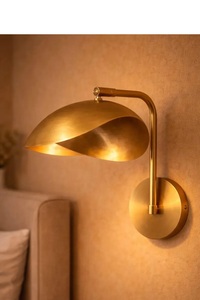 Handcrafted Brass Art Deco Round <b>Wall</b> <b>Sconce</b> | Two-<b>Light</b> <b>Wall</b> Lamp for Home Office | Vintage Designer Lighting KULSOOM - Product Image 3