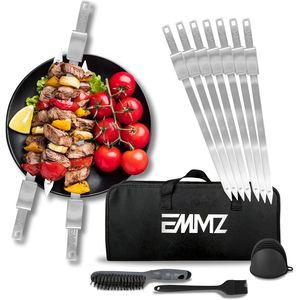 Set da 10 Spiedini per Griglia in Acciaio Inossidabile Rimovibili da 42 cm, Piatti in Metallo per BBQ-Koo con Borsa per la Conservazione, per Kebab e Shish Kebab - Product Image 1