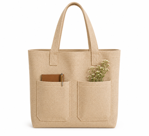 Jute Tote <b>Bag</b>-Solid Color Minimalist Style Open Top Daily Use for Women - Product Image 1
