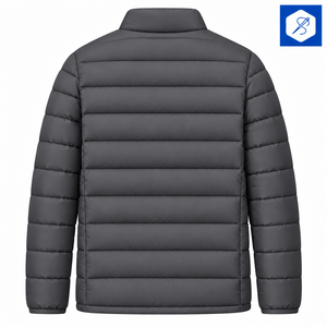Chaqueta Acolchada Gris Oscuro para Hombre, Cuello Alto, Cierre de Cremallera, Cortavientos, Abrigo Casual de Invierno, Corte Regular, Exterior de Poliéster - Product Image 2