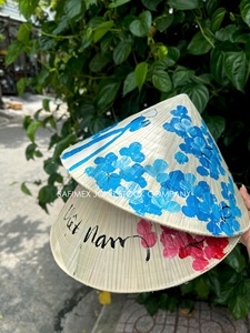 Chapeaux coniques traditionnels vietnamiens, broderie à la main, style d'image personnalisé, chapeau en feuille de palmier réglable pour souvenir et décoration - Product Image 6